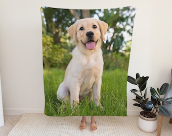 Custom Pet Photo Blanket, Dog Photo Blanket, Cat Photo Blanket, Pet Blanket, Pet Memorial Gift, Dog Mom, Dog Dad, Dog Lover, Throw Blanket