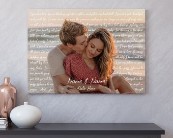 Custom Personalised Wedding Song Lyrics With Photo Canvas Print, First Dance Favourite Song Canvas Print, Anniversary Gift, Wedding Gift