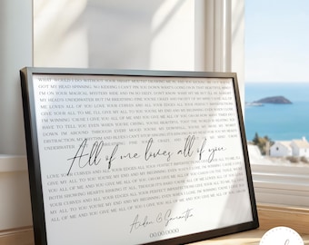 Personalised Song Lyrics Wall Art, Song Lyrics Print, Wedding Song Lyrics Print, First Dance Song, Wedding Anniversary Gift, Wedding Gift