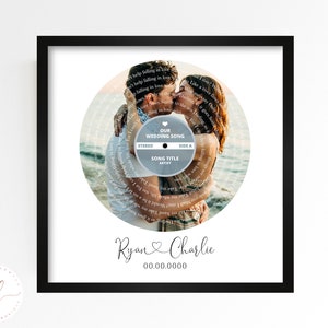 Personalised Custom Any Song Vinyl Record Lyrics With Photo, Wedding Song First Dance, Paper Anniversary Gift, Valentine&#39;s Day Gift