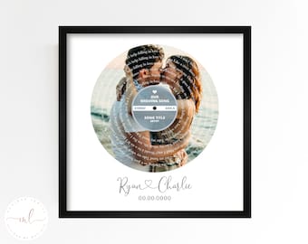 Personalised Custom Any Song Vinyl Record Lyrics With Photo, Wedding Song First Dance, Paper Anniversary Gift, Valentine's Day Gift