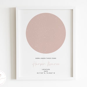 Custom Constellation Star Map Print, Baby Print, Baby Gift, Newborn Gift, Baby Girl, Baby Star Map, Born Under These Stars, Nursery Print