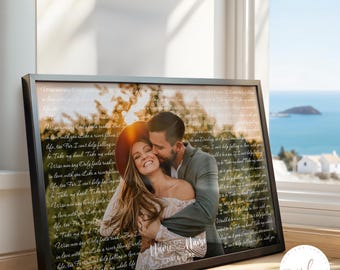 Custom Personalised Wedding Song Lyrics With Photo Print, First Dance Favourite Song Print, 1st  Wedding Anniversary Gift, Wedding Gift
