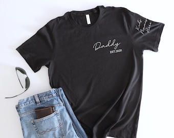Custom Daddy Established T-Shirt With Kids Names, Personalised Daddy T-Shirt, Daddy T-Shirt, Father's Day Gift, Daddy Tee, Gift For Dad