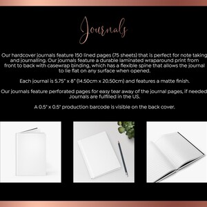 Op de afbeelding: Drie hardcover notitieboekjes met witte pagina's en zwarte omslagen. De notitieboekjes zijn 14,5 cm x 20,5 cm en hebben 150 gelinieerde pagina's. De notitieboekjes hebben een matte afwerking en een flexibele rug.