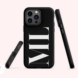 Coque résistante initiales personnalisées pour Apple iPhone 12 13 14 15 16 Pro Max Plus Mini, coque pour téléphone portable, coque avec nom monogramme, coque de téléphone personnalisée