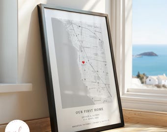 Personalised Housewarming Gift, Custom Home Map, First Time Home Buyer, Our First Home, New Home Gift, Gift For Couple, Gift From Realtor