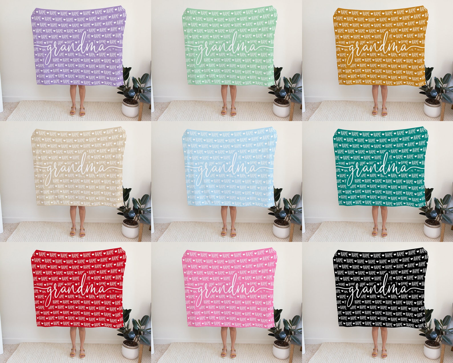 Personalised Custom Grandma Blanket With Grandkids Names Etsy