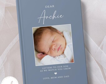 Personalised Letters To My Son Notebook With Photo, Dear Son Journal, As I Watch You Grow, Custom Name Journal, Baby Shower Memory Keepsake