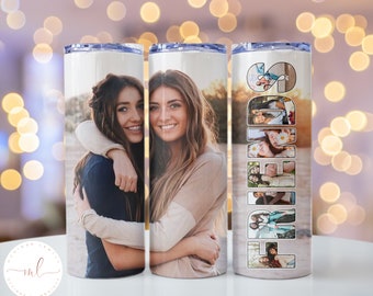 Personalised Custom 20oz Friends Photo Collage Stainless Steel Tumbler With Straw, Friends Tumbler, Best Friend Tumbler, Friendship Gift