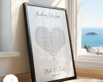 Personalised Heart Shape Song Lyrics Print, First Dance Wedding Love Song Lyrics, Anniversary Couples Gift, 1st Paper Wedding Anniversary