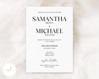 Printed Wedding Invitations, Modern Wedding Invitations, Minimal Wedding Invitations, Simple Wedding Invitations, Wedding Invites