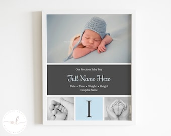Personalised Newborn Baby Birth Stats Print, Birth Announcement Sign, Birth Print, Birth Details Poster, Baby Name Print, Nursery Decor Art