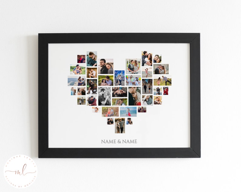 Personalised Custom Heart Photo Collage, Love Heart Photo Collage