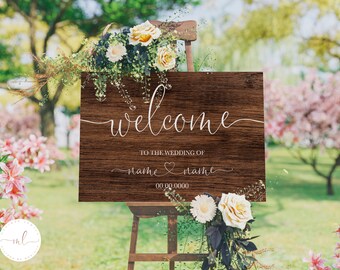Personalised Rustic Wooden Wedding Welcome Sign, Wedding Welcome Sign, Wedding Welcome Board, Wedding Welcome Poster, Wedding Signage