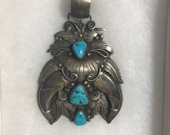 Native American sterling silver and turquoise necklace.