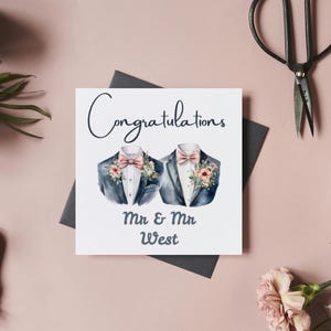 Félicitations Mr & Mr, carte de mariage personnalisée