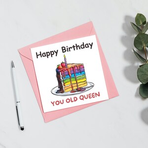 Joyeux anniversaire, vieille reine, carte d'anniversaire LGBTQ