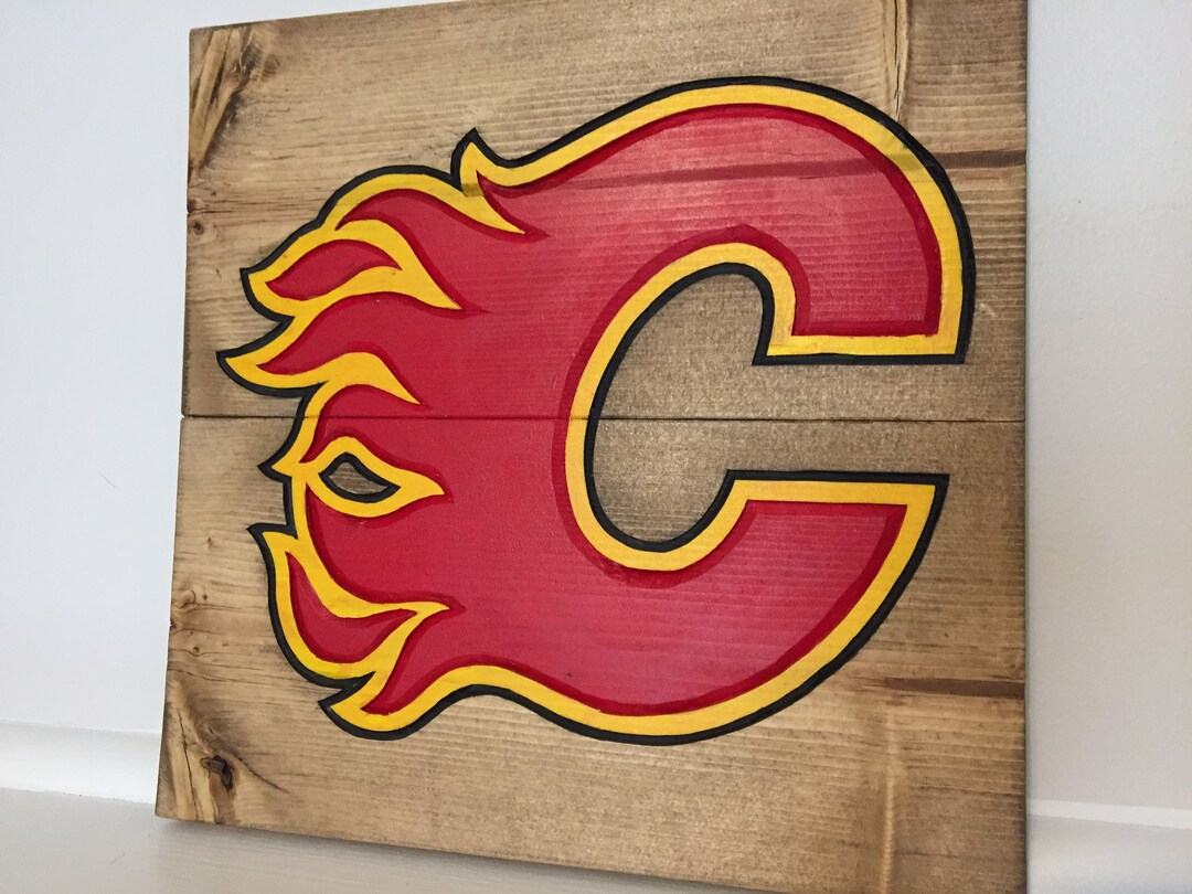 Calgary Flames, 10x10 Custom Art, Hand Carved and Painted on Wood - Etsy