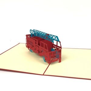 Strażacki Pop Up Kirigiami 3D kart ręcznie uniqe urodziny, ślub, Baby shower, rocznica, dzień ojca, dzień matki, sezonowe