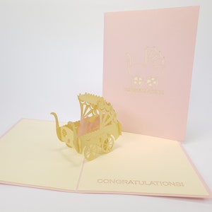 Baby Girl felicitación Felicidades Pop Up Kirigiami 3D Tarjetas hechas a mano uniqe cumpleaños, boda, baby shower, aniversario, recién nacido