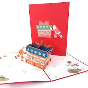Santa Claus Big Bag Of Present Merry Christmas Gift Present Pop Up Kirigiami 3D Cards Handmade uniqe Birthday, Wedding, Baby shower WOW!