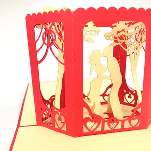 Para pod choinką pop up Kirigiami karty 3D Handmade UNIQE urodziny, wesele, baby shower, rocznica, dzień ojca, dzień matki,