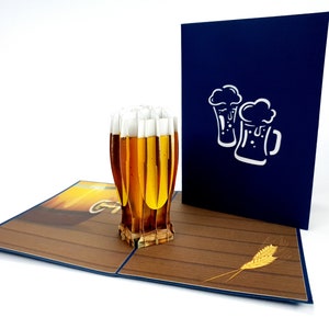 Kubek piwa Pop Up Kirigiami 3D Karty Ręcznie robione unikatowe Urodziny, Ślub, Baby shower, rocznica, Dzień Ojca, Dzień Matki