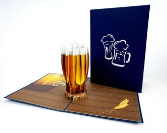 Beer Nice Mug Pop Up Kirigiami 3D Cards Handmade uniqe  Birthday, Wedding, Baby shower, anniversary, father's day, mother's day