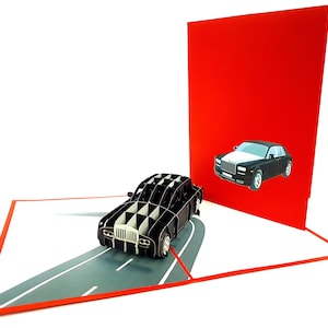 RR Luxury Car Pop Up Kirigiami 3D Cards Ręcznie robione unikatowe Urodziny, Ślub, Baby shower, rocznica, Dzień Ojca, Dzień Matki