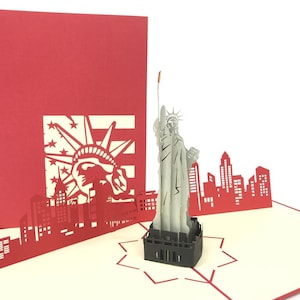 Karty 3D Pop Up Kirigiami Liberty Statue NY, ręcznie robione, wyjątkowe, na urodziny, wesele, baby shower, rocznicę, dzień ojca, dzień matki, sezon