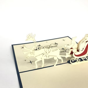 Natale Babbo Natale slitta Capodanno Pop Up Kirigiami 3D carte Handmade uniqe compleanno, matrimonio, battesimo, anniversario, festa del papà,