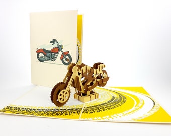 MotorradAuto Pop Up Kirigiami 3D Karten Handgemacht uniqe Geburtstag, Hochzeit, Baby shower, Jahrestag, Vatertag, Muttertag
