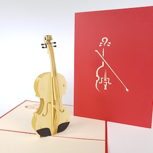 Tarjetas 3D de violín Pop Up Kirigiami hechas a mano únicas para cumpleaños, bodas, baby shower, aniversario, día del padre, día de la madre, de temporada
