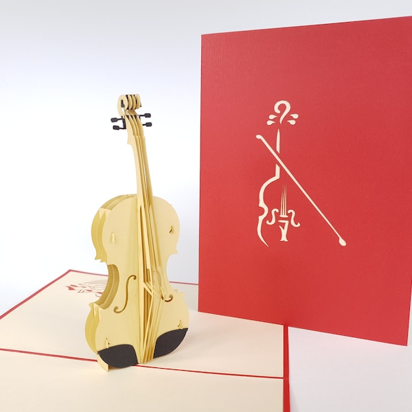 Violine Pop Up Kirigiami 3D Karten Handgemacht uniqe Geburtstag, Hochzeit, Baby shower, Jahrestag, Vatertag, Muttertag, jahreszeitlich