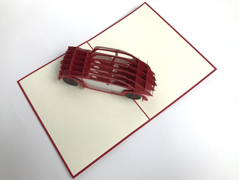 father/'s day Beetle Red Card VW Pop Up Kirigiami 3D Cards Handmade uniqe Birthday Wedding mother/'s day Baby shower anniversary