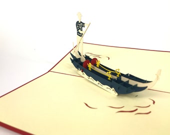 Venedig Gondole Pop Up Kirigiami 3D Karten Handgemachtes uniqe Geburtstag, Hochzeit, Babyparty, Jahrestag, Vatertag, Muttertag, Saison