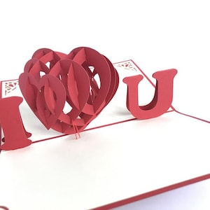 Je t’aime pop up Kirigiami 3D cartes fait à la main uniqe anniversaire, mariage, shower de bébé, anniversaire, fête des pères, fête des mères,