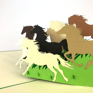 Wild Horses Pop Up Kirigiami Tarjetas 3D hechas a mano uniqe Cumpleaños, Boda, Baby shower, aniversario, día del padre, día de la madre, estacional