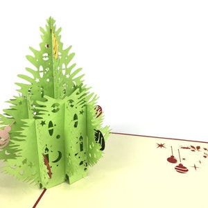 Christmas Tree sosna Santa Claus obecny pop-up Kirigiami karty 3D ręcznie UNIQE urodziny, wesele, baby shower, rocznica, dzień ojca,