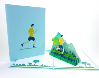 Man Running Jogging Marathon Pop Up Kirigiami 3D Cards Handmade uniqe  Birthday, Wedding, Baby shower, anniversary, father's day, mother's