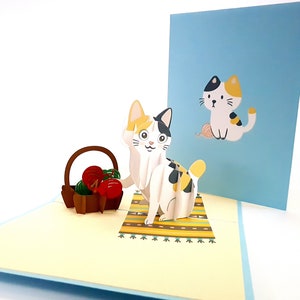 Cat plaing laine Pop Up Kirigiami 3D Cartes faites à la main uniqe Anniversaire, Mariage, Baby shower, anniversaire, fête des pères, fête des mères, saisonnier