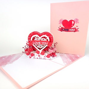 I LOVE YOU Card Pop Up Kirigiami 3D Cards Handmade uniqe Anniversaire, Mariage, Baby shower, anniversaire, fête des pères
