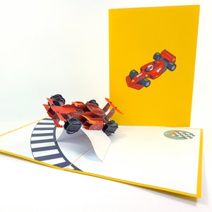 Formule 1 F1 Auto Pop Up Kirigiami 3D Kaarten Handgemaakte uniqe Verjaardag, Bruiloft, Babyshower, verjaardag, vaderdag, moederdag