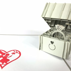 Anel de noivado kirigami 3d cartões feitos à mão uniqe aniversário, casamento, chá de bebê, aniversário, dia dos pais, dia das mães,