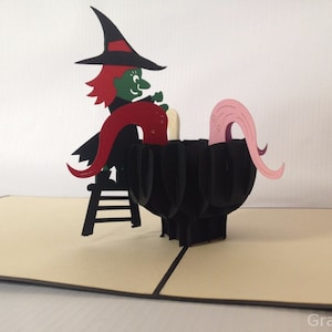 halloween Witch Pop Up Kirigiami 3D Cartes Handmade uniqe Birthday, Mariage, Baby shower, anniversaire, fête des pères, fête des mères, saisonnier