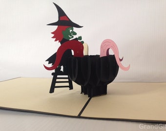 halloween Witch Pop Up Kirigiami 3D Cards Handmade uniqe  Birthday, Wedding, Baby shower, anniversary, father's day, mother's day, seasonal