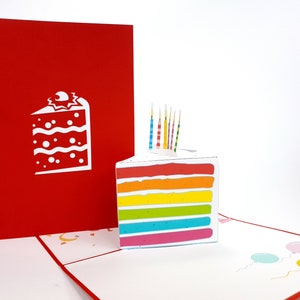 Piece of Cake Sliced Cake Pop Up Kirigiami 3D Cards Handgemaakte uniqe verjaardag, bruiloft, baby shower, verjaardag, vaderdag, moederdag,