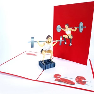 Crossfit Lifting Gym sport Pop Up Kirigiami 3D Cards Handmade uniqe  Birthday, Wedding, Baby shower, anniversary, father's day, mother's