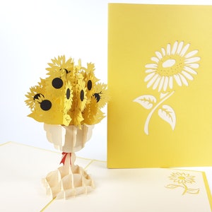 Zonnebloem bloeiende bloemen pop-up Kirigiami 3D-kaarten handgemaakte verjaardag, bruiloft, baby shower, verjaardag, Vaderdag, mother's Day,